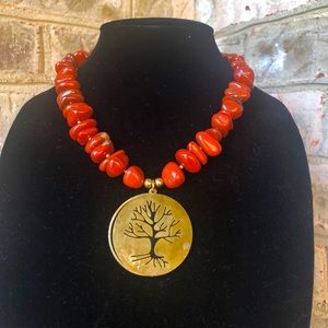 Beautiful red jasper  with large pendent necklace